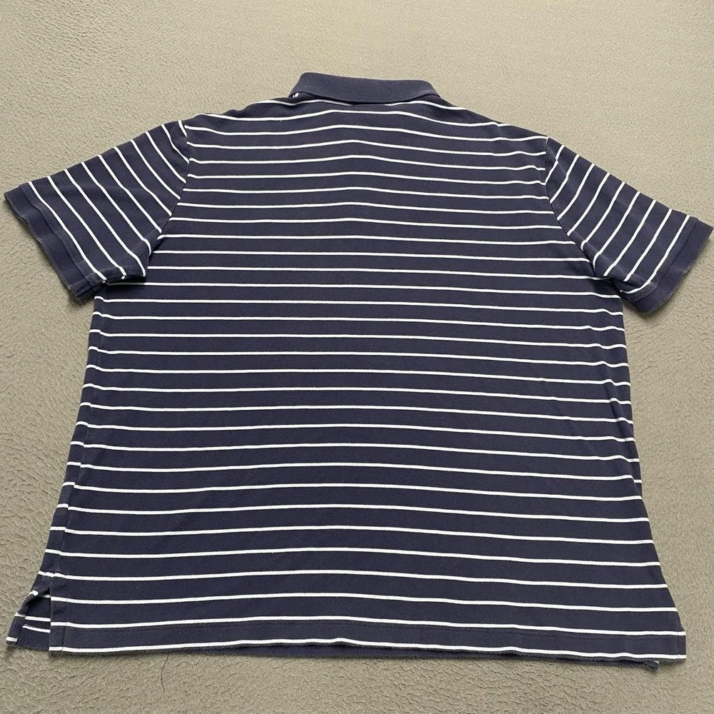 Polo Ralph Lauren Polo Shirt Mens Large Blue White Stripe 100% Cotton Pony Logo